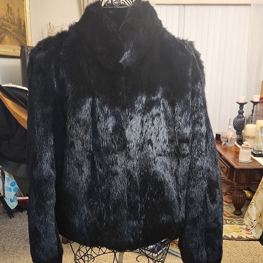 Elegant Vintage Black Faux Fur Jacket  By En Coree.
